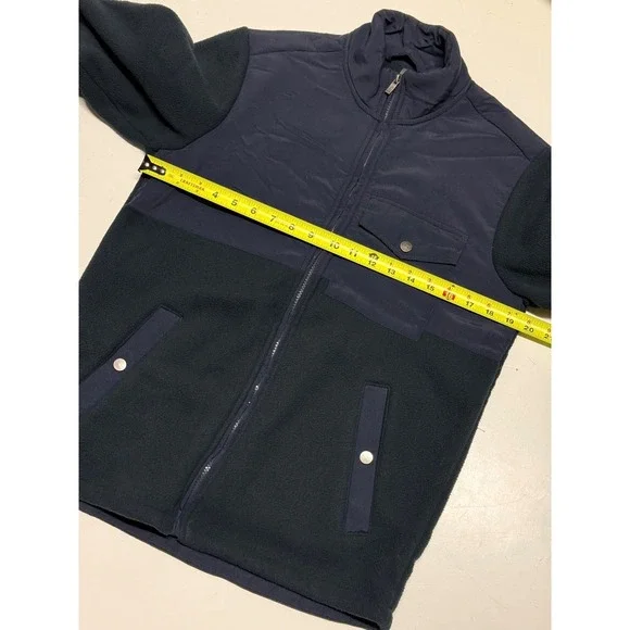 Vuori Mens Navy Blue Fleece Hybrid Full Zip Jacket Mock Neck Small V521 - Picture 2 of 3